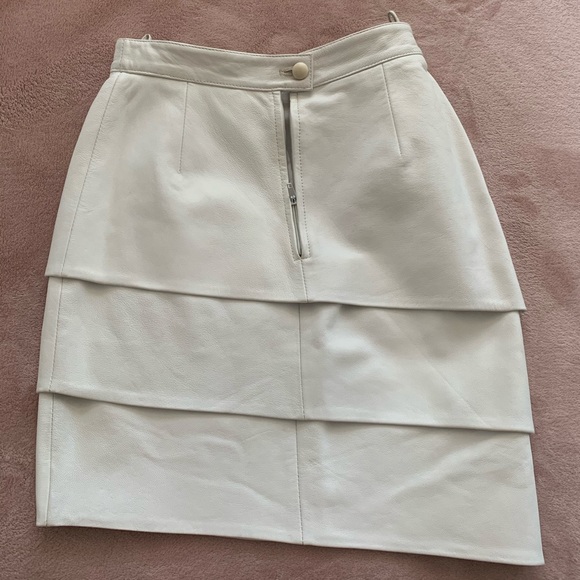 Retro 80s Vintage Leather Skirt White Mini - Picture 2 of 10